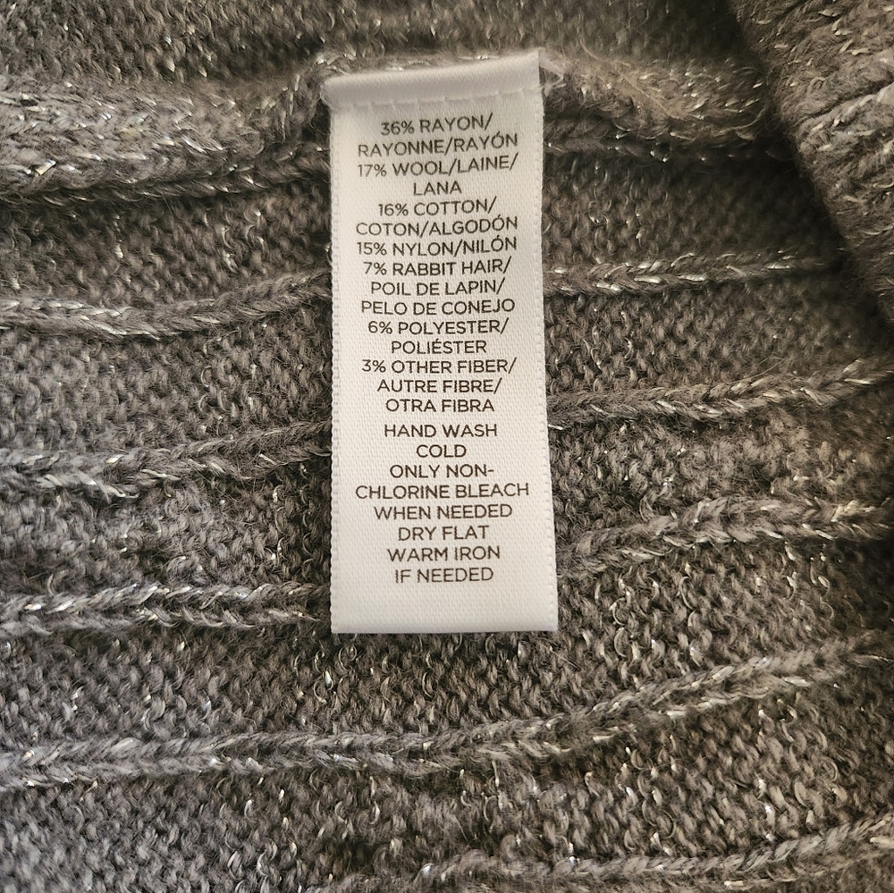 Loft V-neck Gray Pullover Sweater with Shimmering Material - Picture 5 of 5